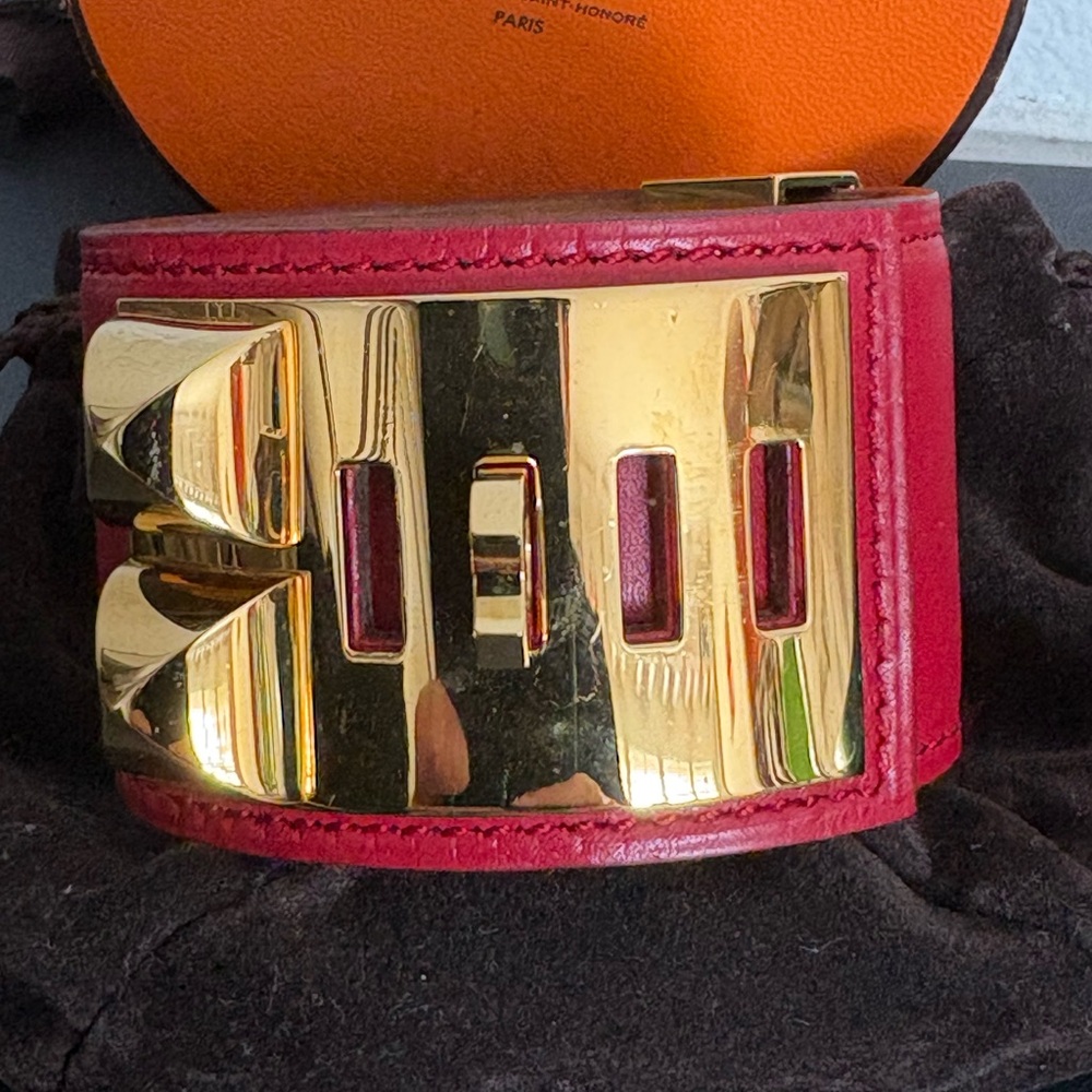 Authentic Hermes CDC collier de Chien Red Gold Bracelet - Picture 3 of 8